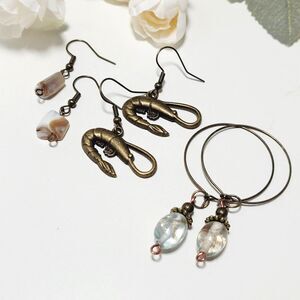 NEW Earrings Shrimp earrings Mother of Pearl shelll earrings & glass d 212#fs-